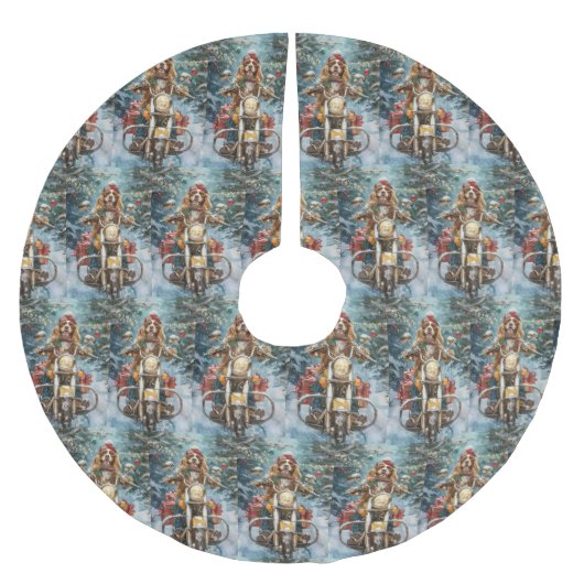 Jupon De Sapin En Polyester Brossé Cocker Spaniel Chien équitation Moto Noël (Devant)