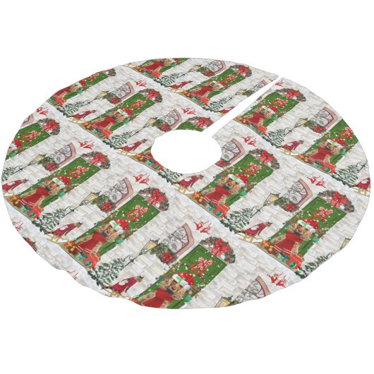 Jupon De Sapin En Polyester Brossé Cocker Spaniel Chien Noël (Angle)