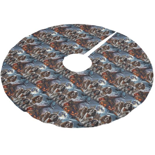 Jupon De Sapin En Polyester Brossé Cocker Spaniel Halloween Éffrayant (Angle)