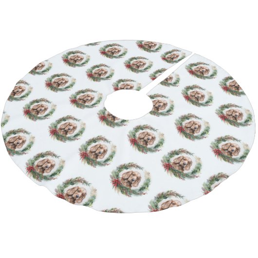 Jupon De Sapin En Polyester Brossé Cocker Spaniel Noël Wreath Festive Pup (Angle)