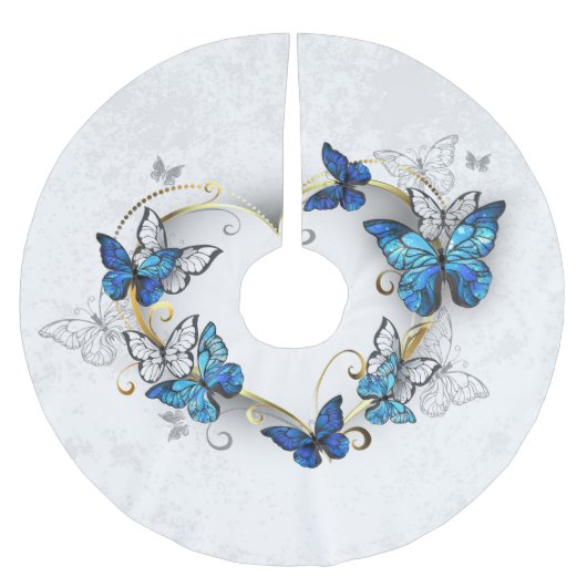 Jupon De Sapin En Polyester Brossé Coeur bijoux avec papillons Morpho (Devant)