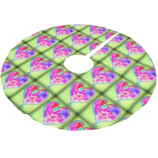Jupon De Sapin En Polyester Brossé coeur rose vert (Angle)