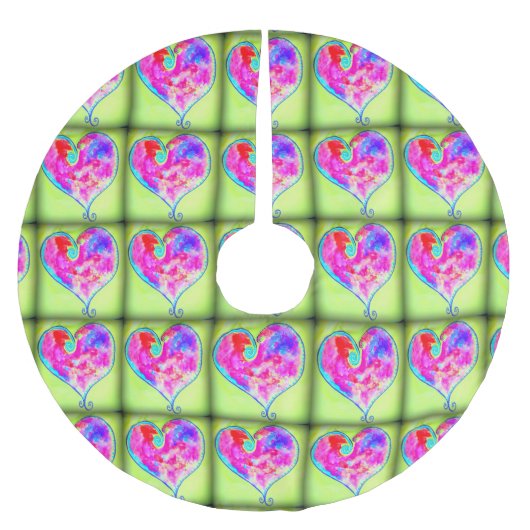 Jupon De Sapin En Polyester Brossé coeur rose vert (Devant)