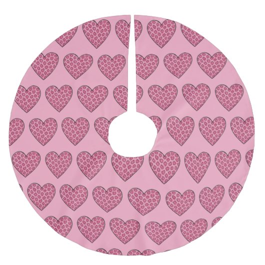 Jupon De Sapin En Polyester Brossé Cœurs à motif de léopard rose (Devant)