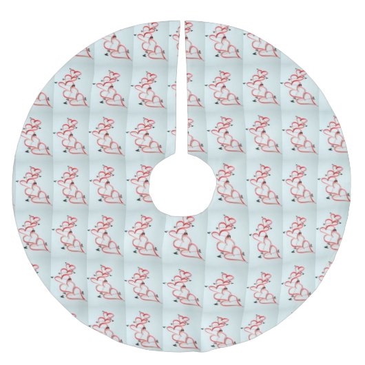 JUPON DE SAPIN EN POLYESTER BROSSÉ COEURS COEURS COEURS NOËL ARBRE SKIRT (Devant)