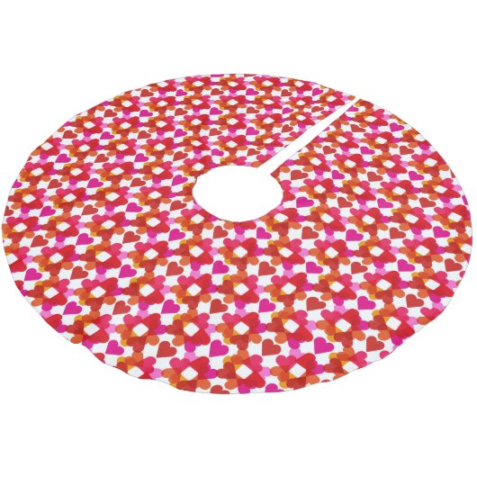Jupon De Sapin En Polyester Brossé Coeurs colorés (Angle)
