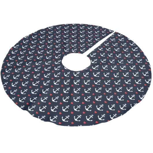 Jupon De Sapin En Polyester Brossé Coeurs et motif d'Ancres (Angle)