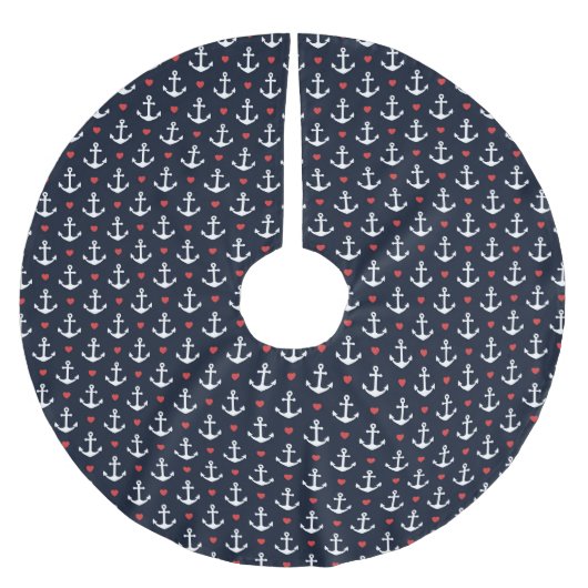 Jupon De Sapin En Polyester Brossé Coeurs et motif d'Ancres (Devant)
