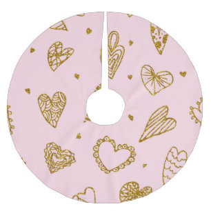 Jupon De Sapin En Polyester Brossé Coeurs parties scintillant or : motif arrière - pl