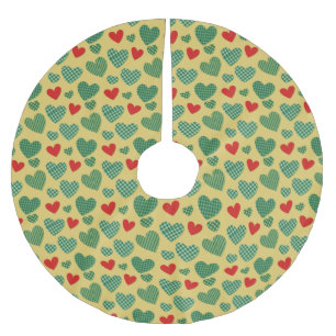 Jupon De Sapin En Polyester Brossé Coeurs remplis de motif