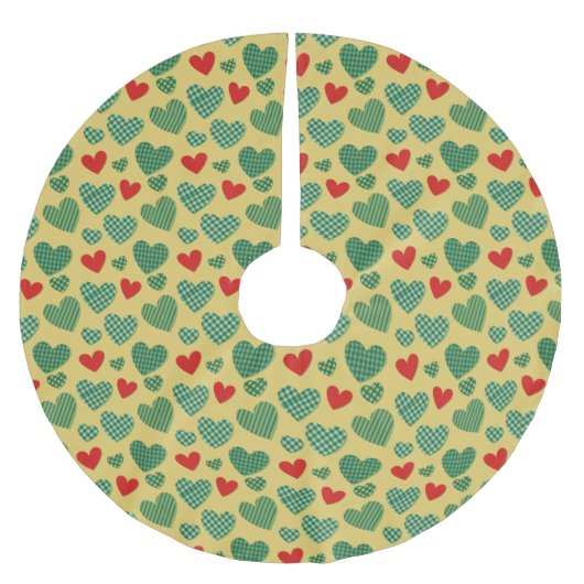 Jupon De Sapin En Polyester Brossé Coeurs remplis de motif (Devant)
