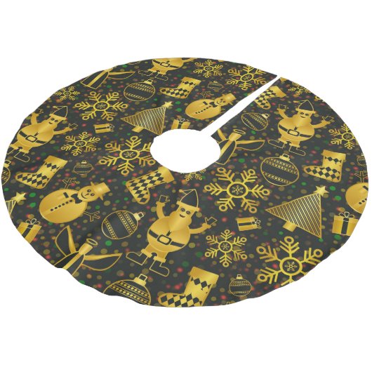 Jupon De Sapin En Polyester Brossé Collage de Noël métallique (Angle)