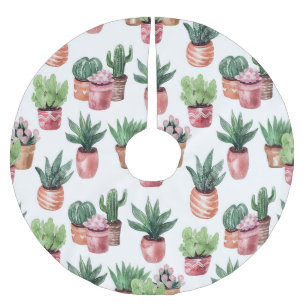 Jupon De Sapin En Polyester Brossé Collection de cactus dans des pots, aquarelle.