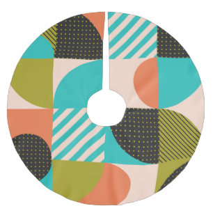 Jupon De Sapin En Polyester Brossé Coloré géométrique, motif de style scandinave.