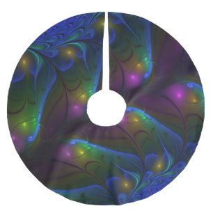 Jupon De Sapin En Polyester Brossé Coloré Lumineux Abstrait moderne Trippy Fractal