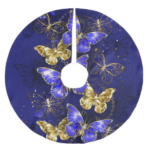 Jupon De Sapin En Polyester Brossé Composition avec papillons Sapphire