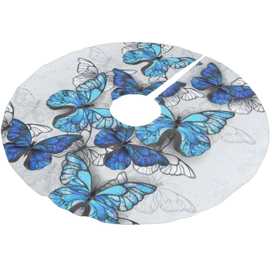 Jupon De Sapin En Polyester Brossé Composition des White and Blue Butterflies (Angle)