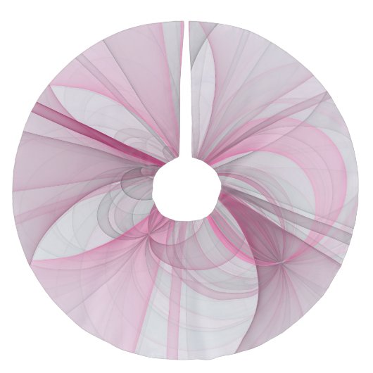 Jupon De Sapin En Polyester Brossé Conception Abstraite de fractal rose pâle moderne (Devant)