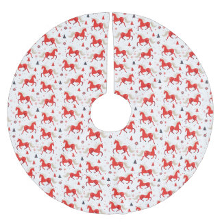 Jupon De Sapin En Polyester Brossé Conception de chevaux rouges