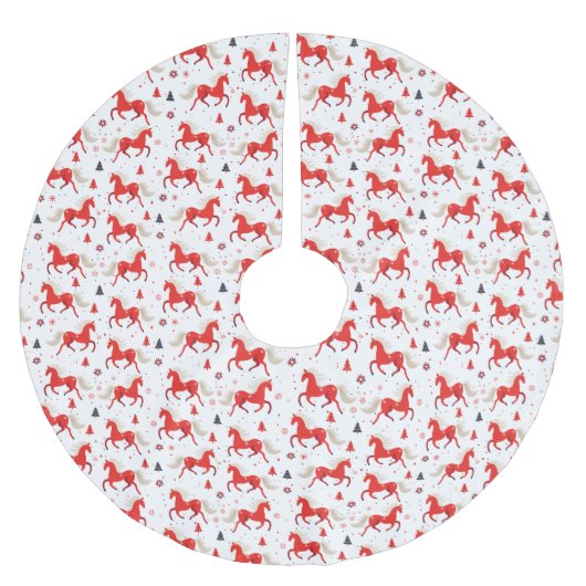 Jupon De Sapin En Polyester Brossé Conception de chevaux rouges (Devant)