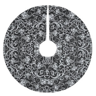 Jupon De Sapin En Polyester Brossé Conception de fleurs de dalmatien noir mignon