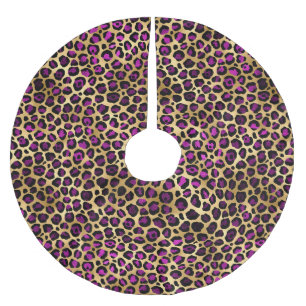 Jupon De Sapin En Polyester Brossé Conception de série Leopard violet et or 4