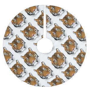 Jupon De Sapin En Polyester Brossé Conception d'impression de tête de tigre