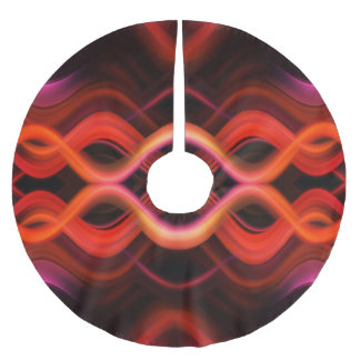 Jupon De Sapin En Polyester Brossé Conception géométrique des lignes ondulées rouges.