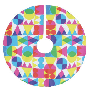 Jupon De Sapin En Polyester Brossé Conception motif géométrique Abstraite et colorée.