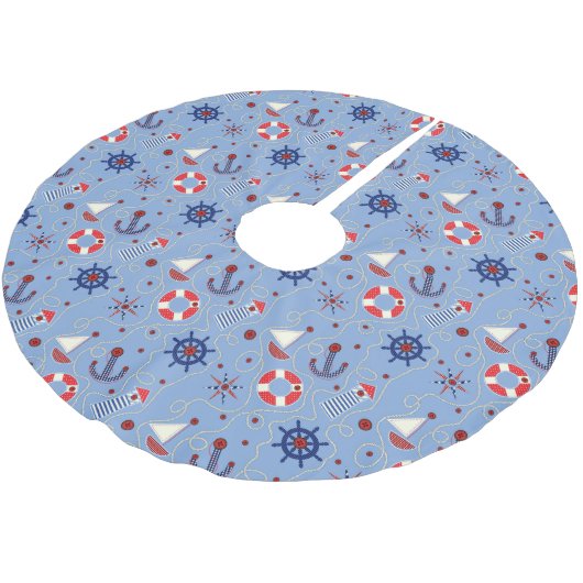 Jupon De Sapin En Polyester Brossé Conception nautique de patchwork (Angle)