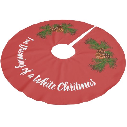 Jupon De Sapin En Polyester Brossé cône de pin vert rouge classique (Angle)