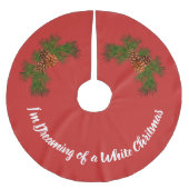 Jupon De Sapin En Polyester Brossé cône de pin vert rouge classique (Devant)