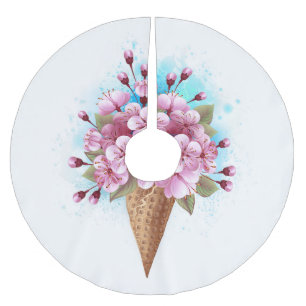 Jupon De Sapin En Polyester Brossé Cône rose Sakura crème glacée gaufre