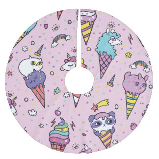 Jupon De Sapin En Polyester Brossé Cônes de crème glacée mignonne