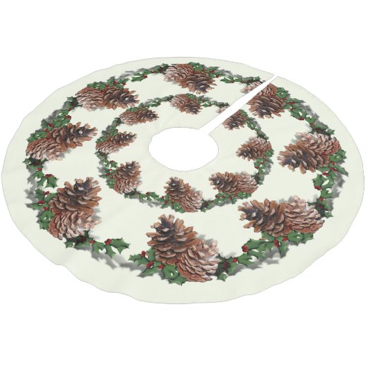 Jupon De Sapin En Polyester Brossé Cônes de Noël  (Angle)
