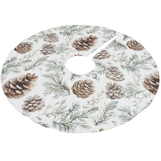 Jupon De Sapin En Polyester Brossé Cones de pin de Noël (Angle)