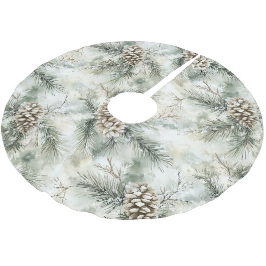 Jupon De Sapin En Polyester Brossé Cônes de pin verts Noël (Angle)