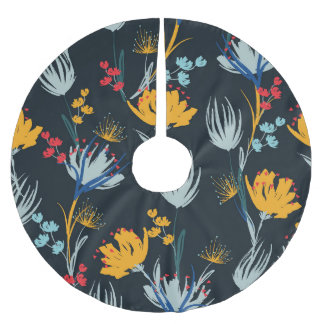 Jupon De Sapin En Polyester Brossé Contraste Brush Floral : Noir sans joint