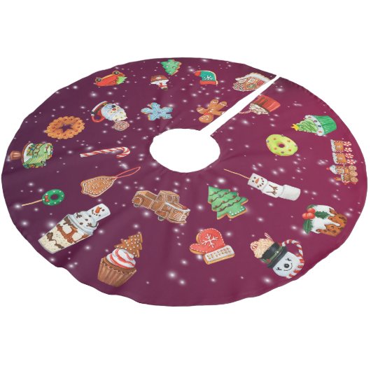 Jupon De Sapin En Polyester Brossé Cookies, Cupcakes et cacao (Angle)