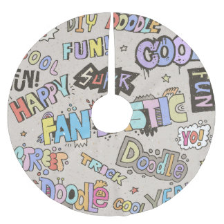 Jupon De Sapin En Polyester Brossé Cool Fun Doodle Lettres Vintage