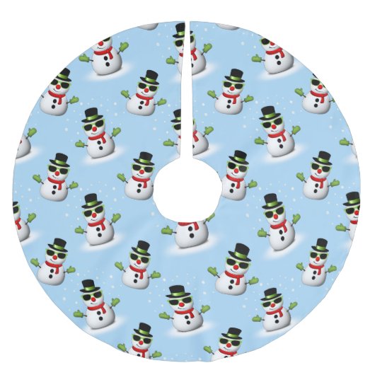 Jupon De Sapin En Polyester Brossé Cool Snowman Noël motif bleu hiver (Devant)