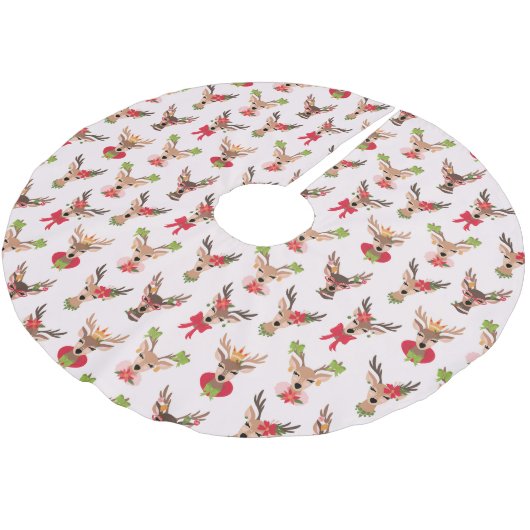Jupon De Sapin En Polyester Brossé Coquette Christmas Preppy Reindeer (Angle)