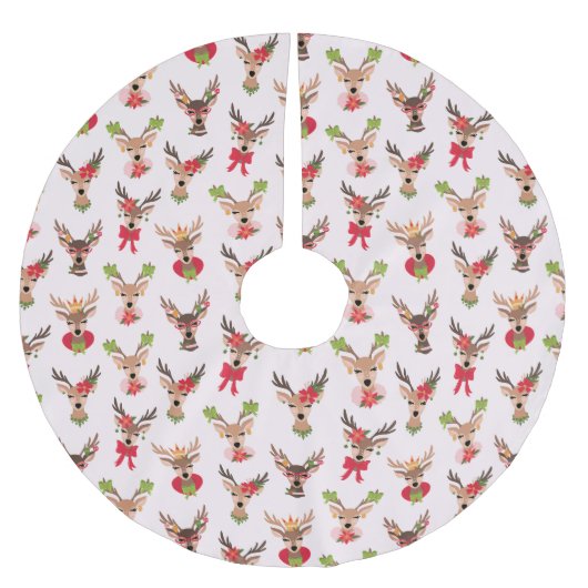 Jupon De Sapin En Polyester Brossé Coquette Christmas Preppy Reindeer (Devant)