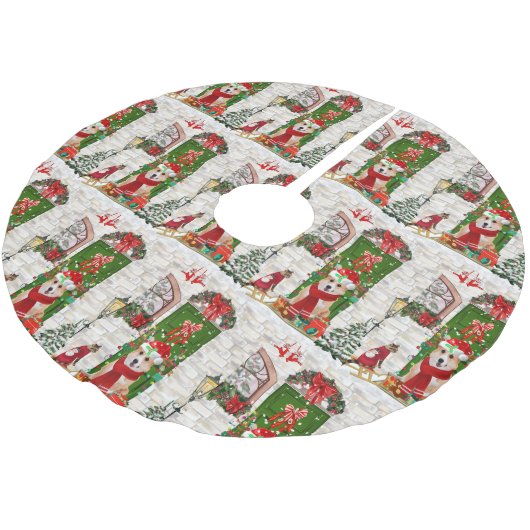 Jupon De Sapin En Polyester Brossé corgi Chien Noël (Angle)