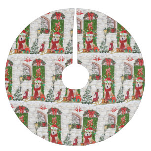 Jupon De Sapin En Polyester Brossé corgi Chien Noël