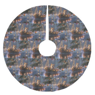 Jupon De Sapin En Polyester Brossé Corgi Christmas Festive Voyage