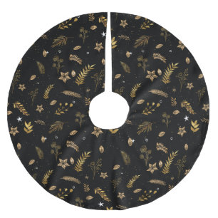 Jupon De Sapin En Polyester Brossé Cosy Classic Gold Arch Motif de Noël Noir