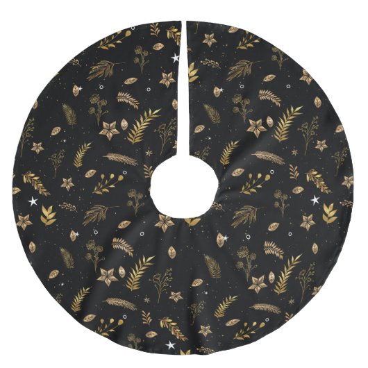 Jupon De Sapin En Polyester Brossé Cosy Classic Gold Arch Motif de Noël Noir (Devant)