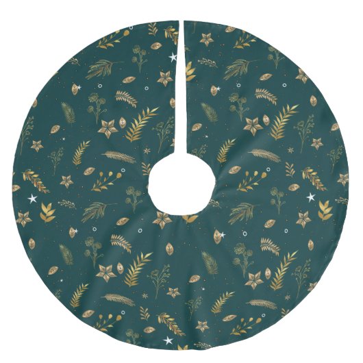 Jupon De Sapin En Polyester Brossé Cosy Classic Gold Arch Motif de Noël Vert (Devant)