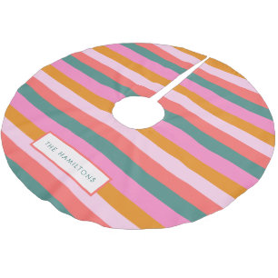 Jupon De Sapin En Polyester Brossé Cosy Noël Bright Modern Stripe